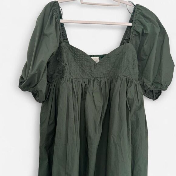 Hyacinth House Tuckernuck Sasha Mini Emerald Green Puff Sleeve Babydoll dress M - Picture 6 of 8